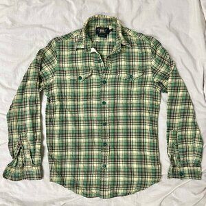 RRL & CO / RALPH LAUREN PLAID LIGHTWEIGHT FLANNEL SHIRT - SMALL
